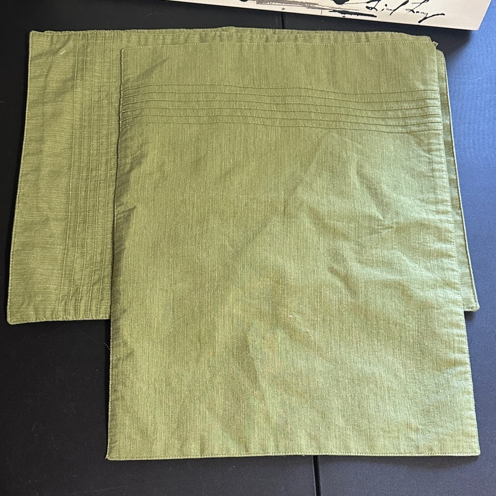 Set of 3 sage green cloth placemats